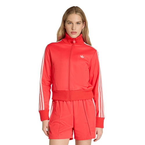adidas Originals Firebird Knitted Crochet Track Top - adidas Semi Lucid Red