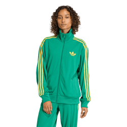 Women's - adidas Originals adicolor Loose Firebird Track Top - Bold Green/Eqt Yellow/Off White