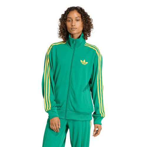 WOMENS - adidas Originals adicolor Loose Firebird Track Top - Bold Green/Eqt Yellow Off White