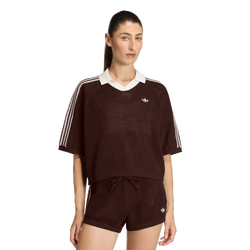 Women's - adidas Originals Knitted Crochet Polo - Aurora Coffee