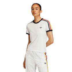 Women's - adidas Originals 3-Stripes Slim T-Shirt - Black/Cloud White/Team Power Red