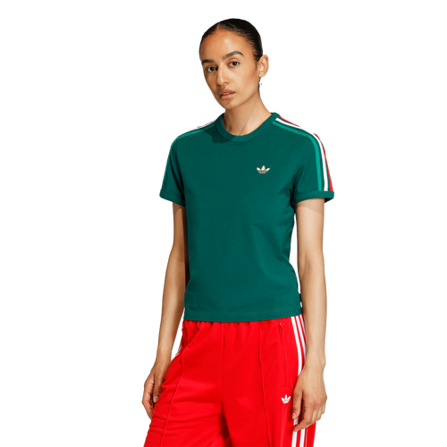adidas Originals 3-Stripes Slim T-Shirt - adidas Bold Green/White Team Dark