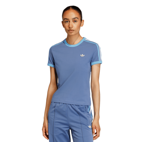  - adidas Originals 3-Stripes Slim T-Shirt - Light Blue/White Crew