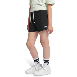 Girls' Grade School - New Balance French Terry Small Logo Shorts - Black/White