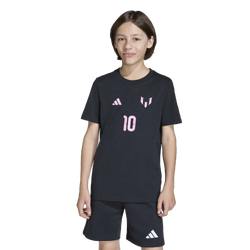 Boys' Grade School - adidas Messi Name & Number Graphic Soccer T-Shirt - Black