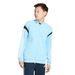 Boys' Grade School - adidas House of Tiro Track Top - Hazy Beige/Ice Blue/White