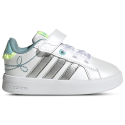 Boys' Toddler - adidas Grand Court 3.0 Elastic Lace - Silver Metallic/Flash Aqua/Footwear White