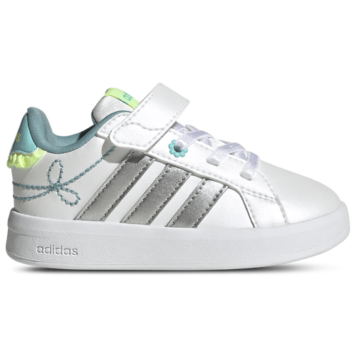  - adidas Grand Court 3.0 Elastic Lace - Silver Metallic/Flash Aqua Footwear White