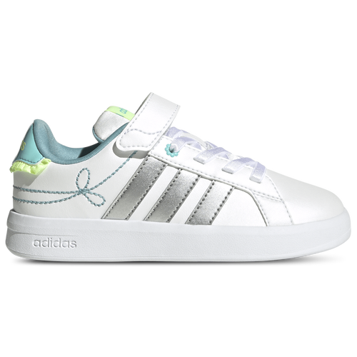 adidas Grand Court 2.0 Elastic Laced - Adidas Footwear White/Silver Metallic Flash Aqua