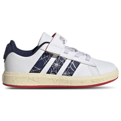 Boys' Preschool - adidas x Marvel Spider-Man Grand Court Elastic Lace - Warm Vanilla/Dark Blue/Footwear White