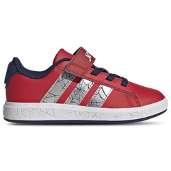Boys' Preschool - adidas x Marvel Spider-Man Grand Court Elastic Lace - Dark Blue/Silver Metallic/Pure Ruby