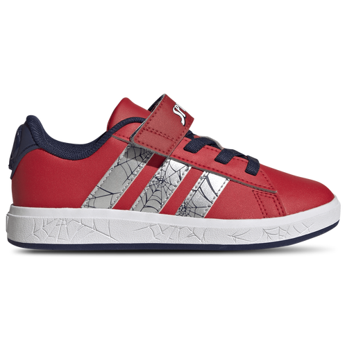 Adidas Boys x Marvel Spider-Man Grand Court Elastic Lace - Shoes Dark Blue/Silver Metallic/Pure Ruby