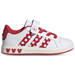 Girls' Preschool - adidas x Disney Minnie Mouse Grand Court Elastic Lace - Pure Ruby/Footwear White/Off White