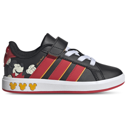 Boys' Preschool - adidas x Disney Mickey Mouse Grand Court Elastic Lace - Crew Yellow/Pure Ruby/Core Black