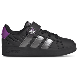 Boys' Grade School - adidas x Marvel Avengers Grand Court Elastic Lace - Core Black/Iron Metallic/Purple Burst