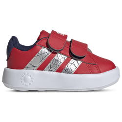Boys' Toddler - adidas x Marvel Spider-Man Grand Court - Pure Ruby/Silver Metallic/Dark Blue