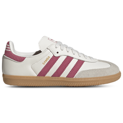 Girls' Grade School - adidas Samba Knit Heel - White/Magenta