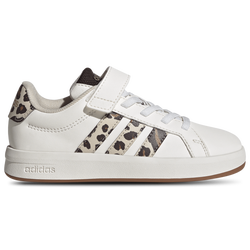 Boys' Preschool - adidas Grand Court 2.0 Elastic Laced  - Core White/Crystal Linen/Aurora Coffee