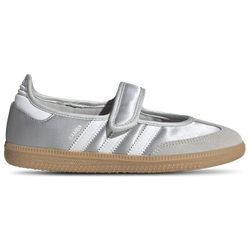 Girls' Grade School - adidas Samba Jane Satin - Silver Metallic/Gum/Footwear White