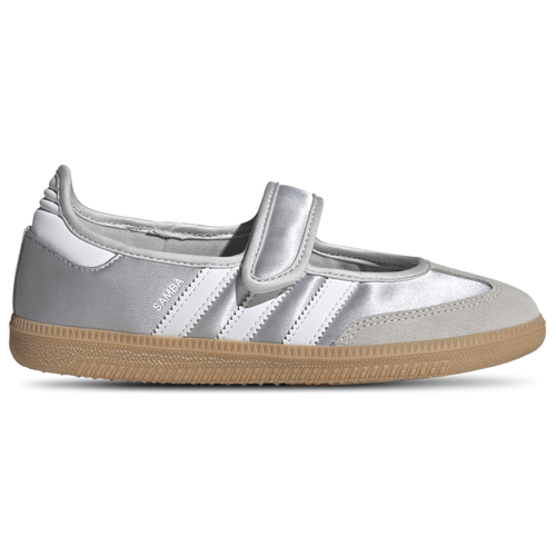 GIRLS - adidas Samba Jane Satin - Silver Metallic/Gum Footwear White