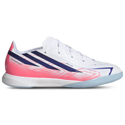 Boys' Grade School - adidas F50 Hyperfast League Indoor - Footwear White/Solar Purple/Solar Turbo
