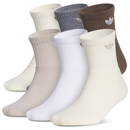 Womens adidas Originals Trefoil 2.0 Cushion 6PK Quarter Socks - Adult - Wonder White / Wonder Beige / Earth Strata Brown