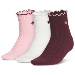 Youth - adidas Originals Vday Ruffle Quarter Socks - Pink Spark/Shadow Red/Off White