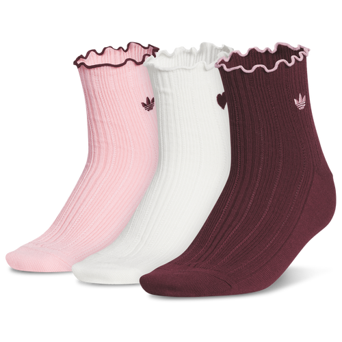  - adidas Originals Vday Ruffle Quarter Socks - Pink Spark/Shadow Red Off White
