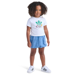 Girls' Preschool - adidas Raglan T-Shirt & Denim Bubble Skorts Set - Blue/White
