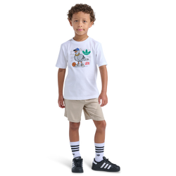 Boys' Preschool - adidas 3 Stripe Woven Shorts & T-Shirt Set - Beige/White