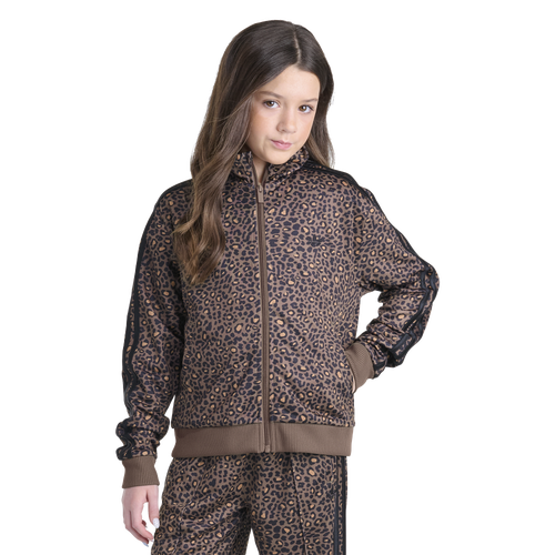 Girls adidas Originals Firebird AOP Jacket - Girls' Grade School Black/Brown Size L