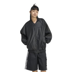 Women's - adidas Originals Pleather SST Oversized Track Top - Black/Maroon