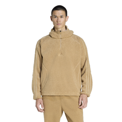 Men's - adidas Borg Fleece Quarter-Zip Hoodie - Brown/Tan