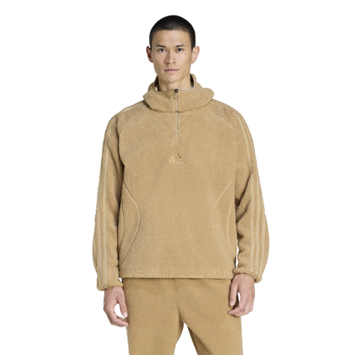 adidas Borg Fleece Quarter-Zip Hoodie - adidas Brown/Tan