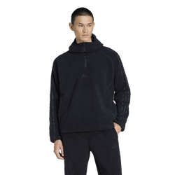 Men's - adidas Borg Fleece Quarter-Zip Hoodie - Black