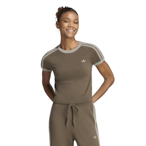 WOMENS - adidas Originals Knitted T-Shirt - Branch/Silver Pebble