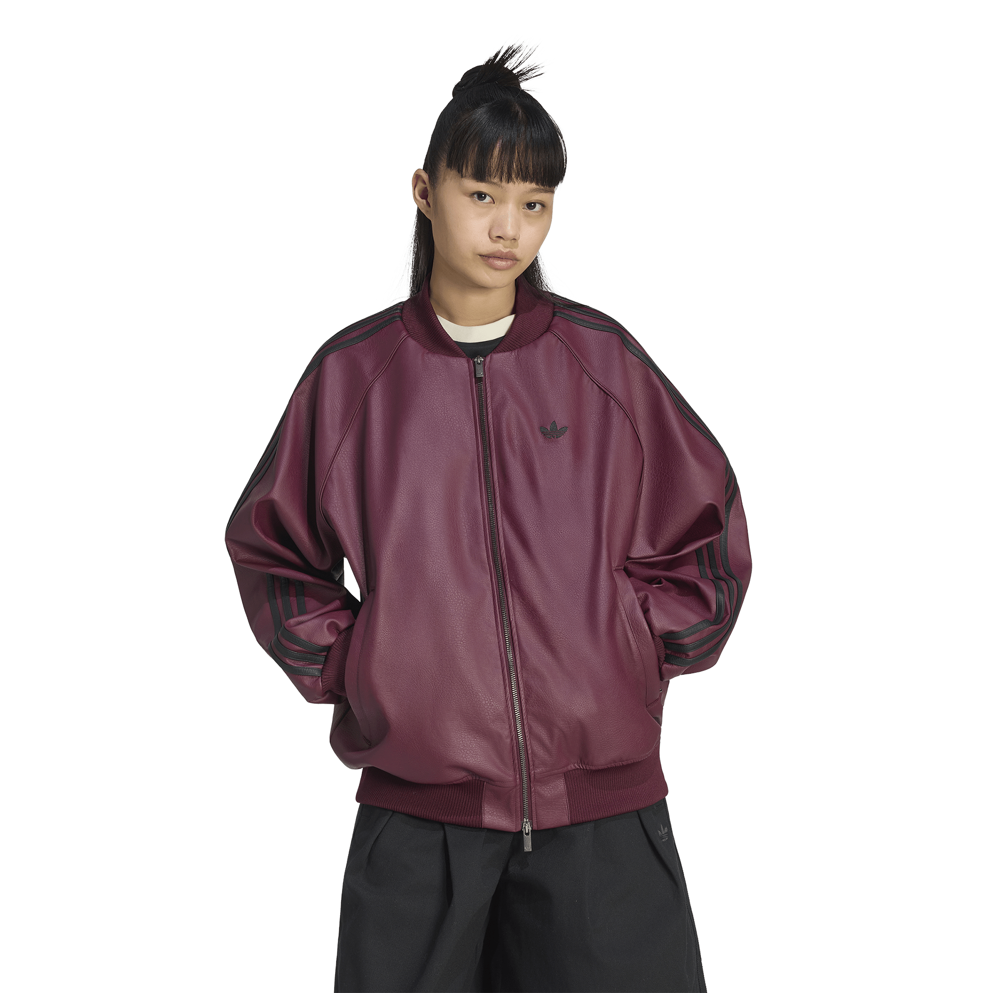 adidas Originals Pleather SST Oversized Track Top - Women's | Foot