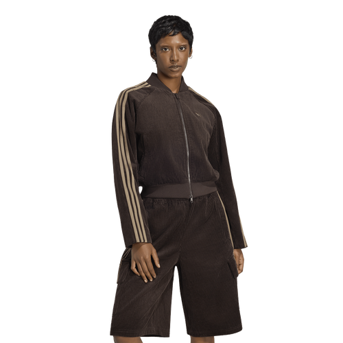 WOMENS - adidas Originals Corduroy SST Oversized Track Top - Aurora Coffee/Khaki