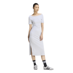 Women's - adidas Kit Small Logo Rib Dress - Light Grey Heather