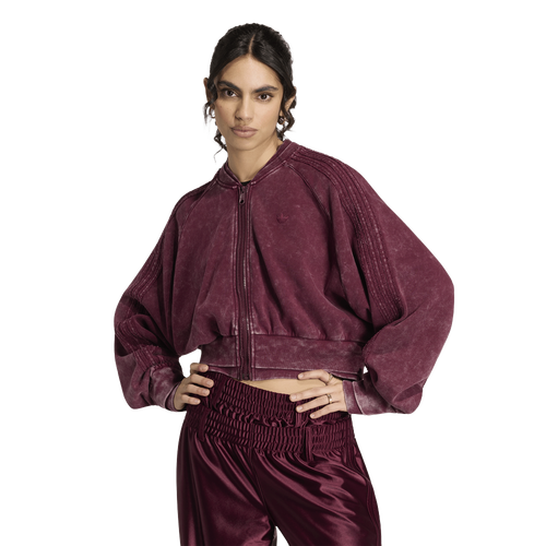adidas Originals SST Double Layered Cropped Track Top - adidas Maroon