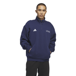 Men's - adidas Lovb Fleece Graphics Quarter-Zip - Team Navy Blue
