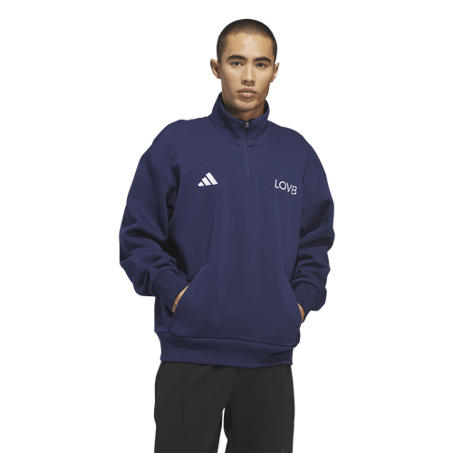 MENS - adidas Lovb Fleece Graphics Quarter-Zip - Team Navy Blue