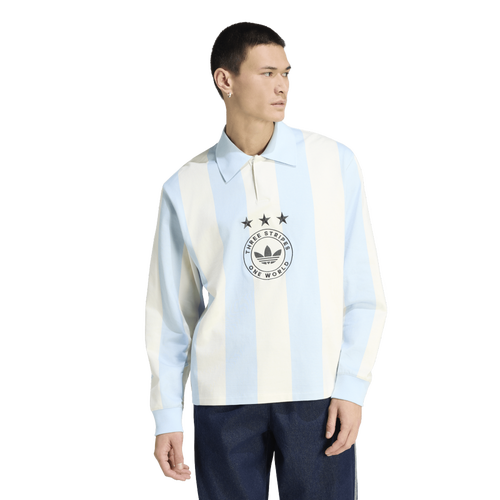  - adidas Originals Long Sleeve GFX Polo - Beige/Carolina