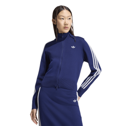 Women's - adidas Originals Firebird Knit Track Top - Dark Blue/White