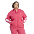 adidas Essentials 3-Stripe FZ Fleece Hoodie (Plus Size) - Adidas Power Pink