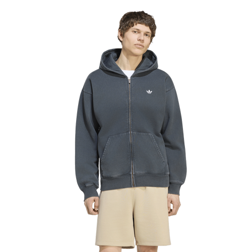  - adidas Essential Full-Zip Washed Hoodie - Black