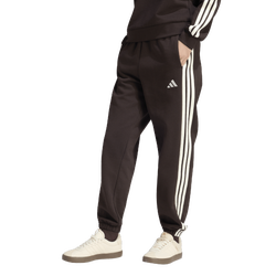Women's - adidas Essentials 3-Stripes Fleece Loose Pants - Ivory/Aurora Coffee