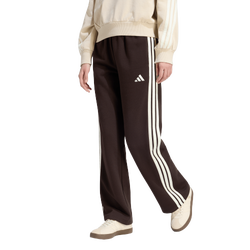 Women's - adidas Essentials 3-Stripes Open Hem Fleece Pants - Aurora Coffee/Ivory