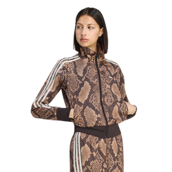 Women's - adidas Originals Firebird Snake Print Satin Jacket - Magic Beige/Linen