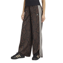 Women's - adidas Satin Snake Print Wide Leg Pant - Brown/Black